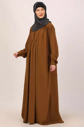 Mustard designer dress abaya with piping work