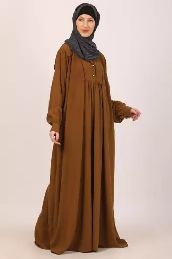 Mustard designer dress abaya with piping work