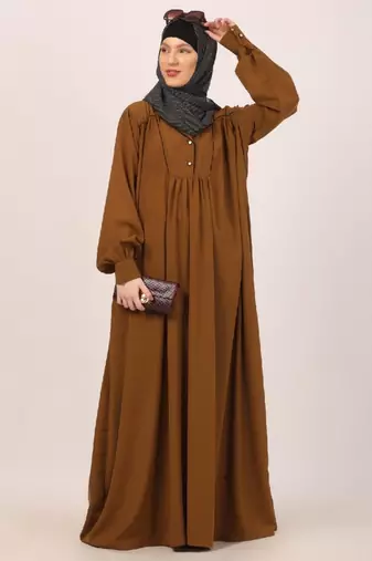 Mustard designer dress abaya with piping work