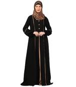 Black designer abaya with fashionable buttons