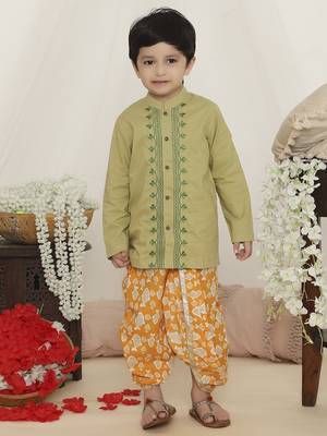 Sky blue printed russian silk kurta pyjama 1