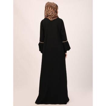 Black designer abaya with fashionable buttons 5