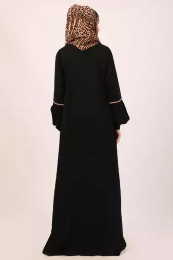 Black designer abaya with fashionable buttons