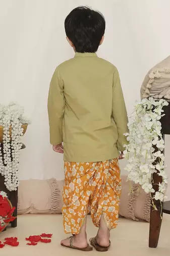 Sky blue printed russian silk kurta pyjama