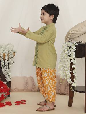 Sky blue printed russian silk kurta pyjama 3