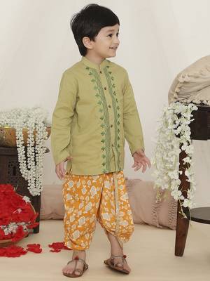 Sky blue printed russian silk kurta pyjama 4