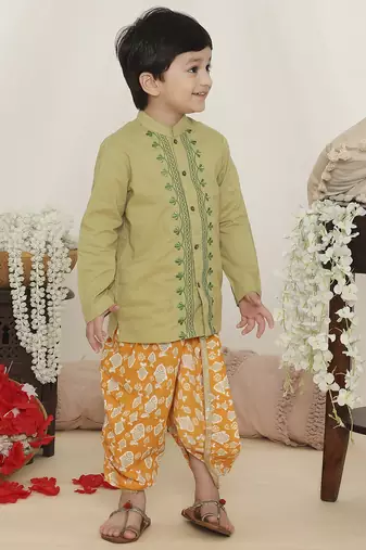 Sky blue printed russian silk kurta pyjama
