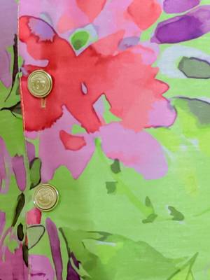 Red spring floral printed polyster silk jacket kurta pyjama set 5