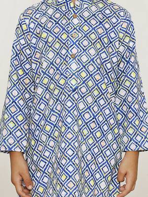 Blue embroidered cotton kurta pyjama 4