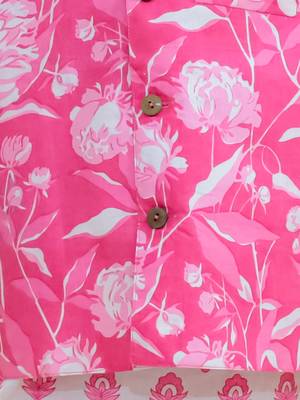 Pink motif printed cotton jacket kurta dhoti set 4