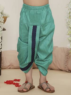 Blue embroidered silk kurta dhoti set 5