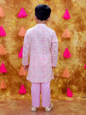 Pink printed cotton kurta pyjama 2