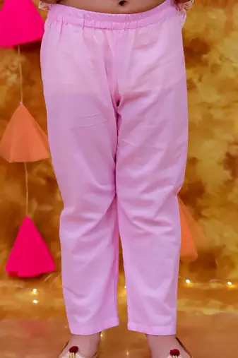 Pink printed cotton kurta pyjama