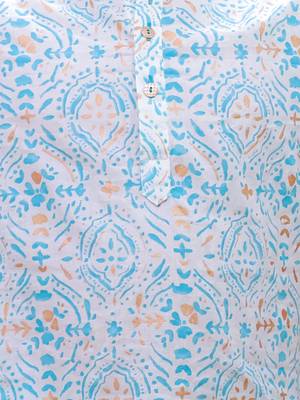 Green printed cotton kurta pyjama 4