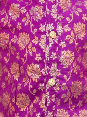 Purple printed jacquard sherwani pyjama set 4