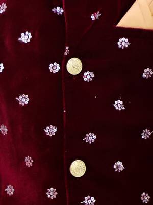 Wine plain velvet sherwani pyjama 4
