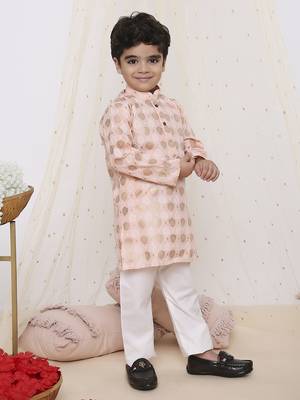 Yellow printed silk blend kurta pyjama 2