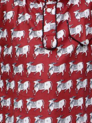 Maroon animal printed cotton kurta pyjama 4