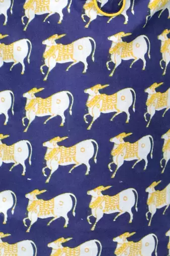 Navy animal printed cotton kurta pyjama