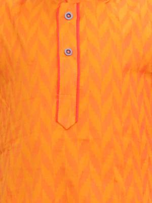 Orange printed cotton kurta pyjama 4