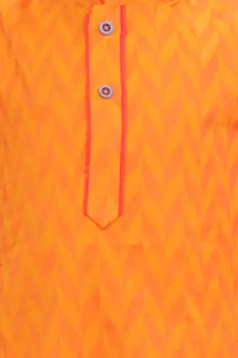 Orange printed cotton kurta pyjama