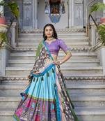sea green Tussar Silk Foil Work Lehenga Choli