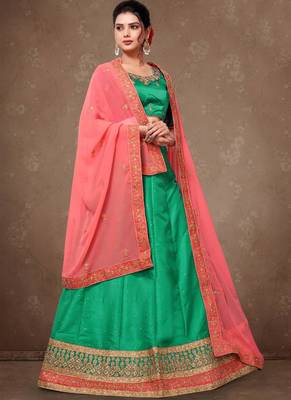 Aquamarine Embroidery Silk Party wear Lehenga 1