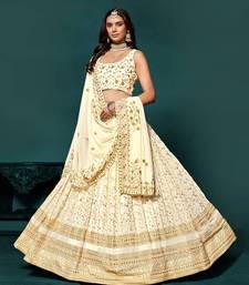 Designer White Sequins Embroidered Lehenga Choli With Dupatta 