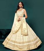 Designer White Sequins Embroidered Lehenga Choli With Dupatta 