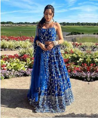 Women's Blue Georgette Lehenga Choli Set 3