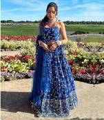 Women's Blue Georgette Lehenga Choli Set