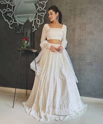 white engagment lehenga set choli with dupatta for women 1