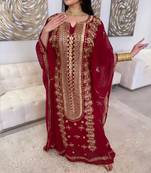red Moroccan Dubai Kaftans Farasha Abaya Dress  Fancy Long Gowns