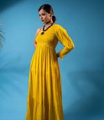 Asymmetric one-shoulder maxi dress – mustard yellow