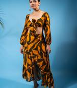 Wave print co-ord set – olive green