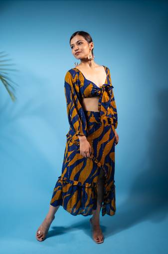Wave print co-ord set – ocean blue