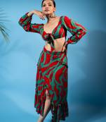 Wave print co-ord set – multi green splash