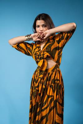 tropical swirl co-ord set – olive green 4