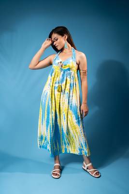Tropical leaf co-ord set – sky blue base 2