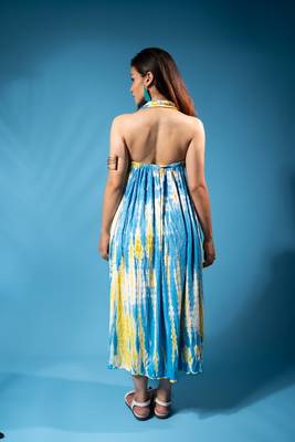 Tropical leaf co-ord set – sky blue base 4