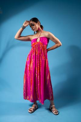 Tropical leaf co-ord set – pink hues 1