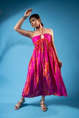 Tropical leaf co-ord set – pink hues 2