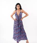 palm gleam maxi dress – blue