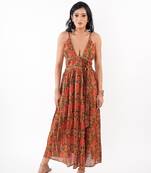 Palm gleam maxi dress – orange