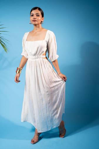 meadow muse cutout maxi dress – white