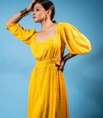 Meadow muse cutout maxi dress – mustard yellow