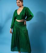 Shimmer drape co-ord set – green