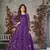 Purple embroidered net semi stitched anarkali suit