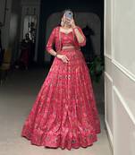 Pink Tussar Silk Lace Touch Up free size Lehenga Choli