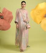 Baby pink floral print cotton kurta sets